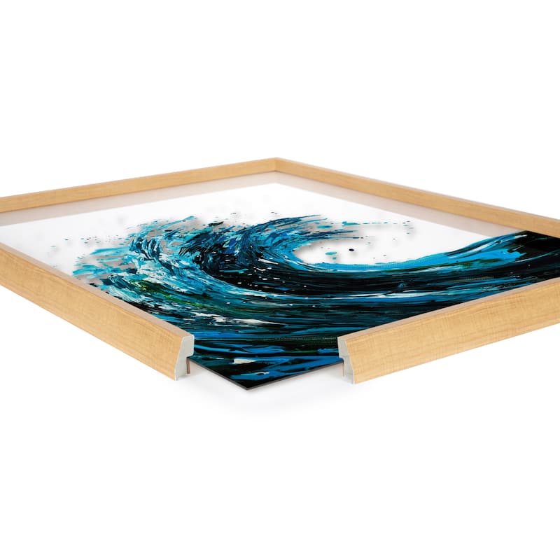 Kate and Laurel Blake Waves Framed Printed Glass Art