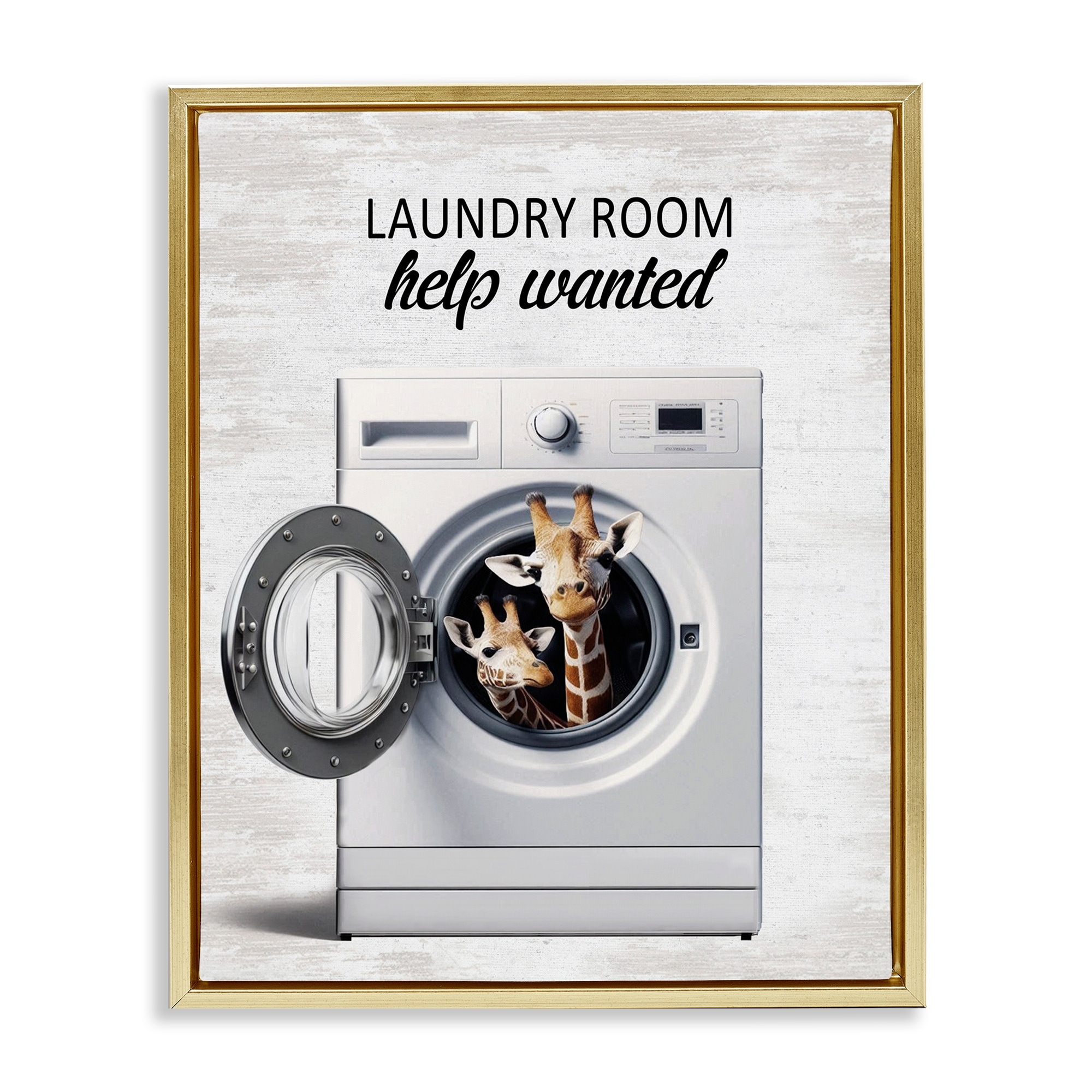 Stupell Laundry Room Help Wanted Framed Floater Canvas Wall Art Design By Lettered and Lined
