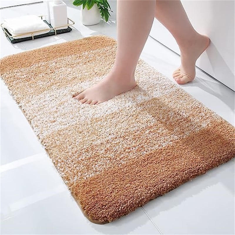 Bathroom Rug Bath Mat Nordic Style Purple Stripes Extra Absorbent