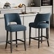 preview thumbnail 51 of 59, Upholstered Counter Height Bar Stools with wood legs for Kitchen Island Dining Room Set of 2 - Blue