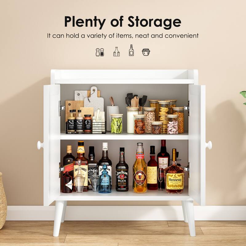 Sideboard Buffet Cabinet with Storage, Bar Liquor Cabinet with Rattan Decorated Doors, Credenza Console Tablefor Dining Room