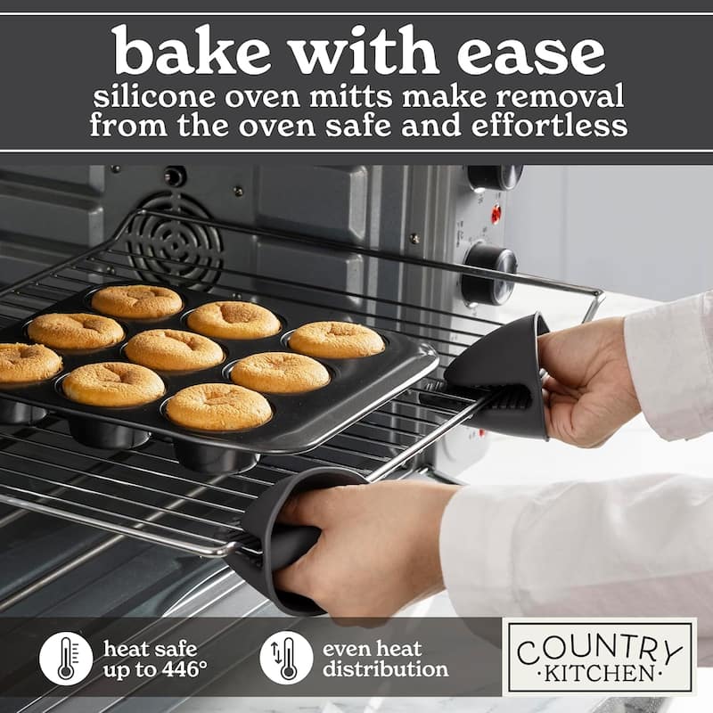 Country Kitchen 8-Piece Bakeware Set, Nonstick Baking Pans & Nesting Baking Sheets, Durable Steel, Grey