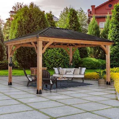 Backyard Discovery Barrington 16x12' Cedar Wood Gazebo with Steel Roof