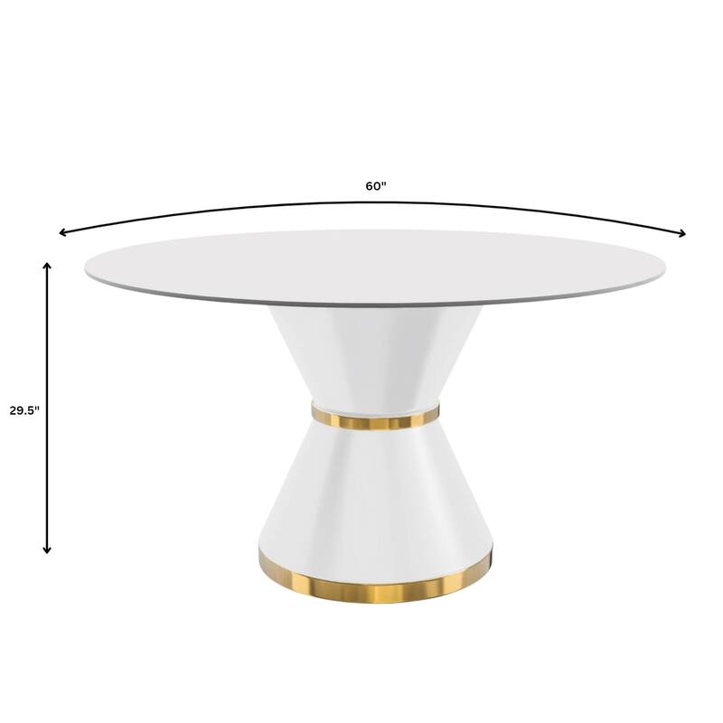 Round Dining Table with a Glass/Stone Tabletop in Qorvus Series by LeisureMod