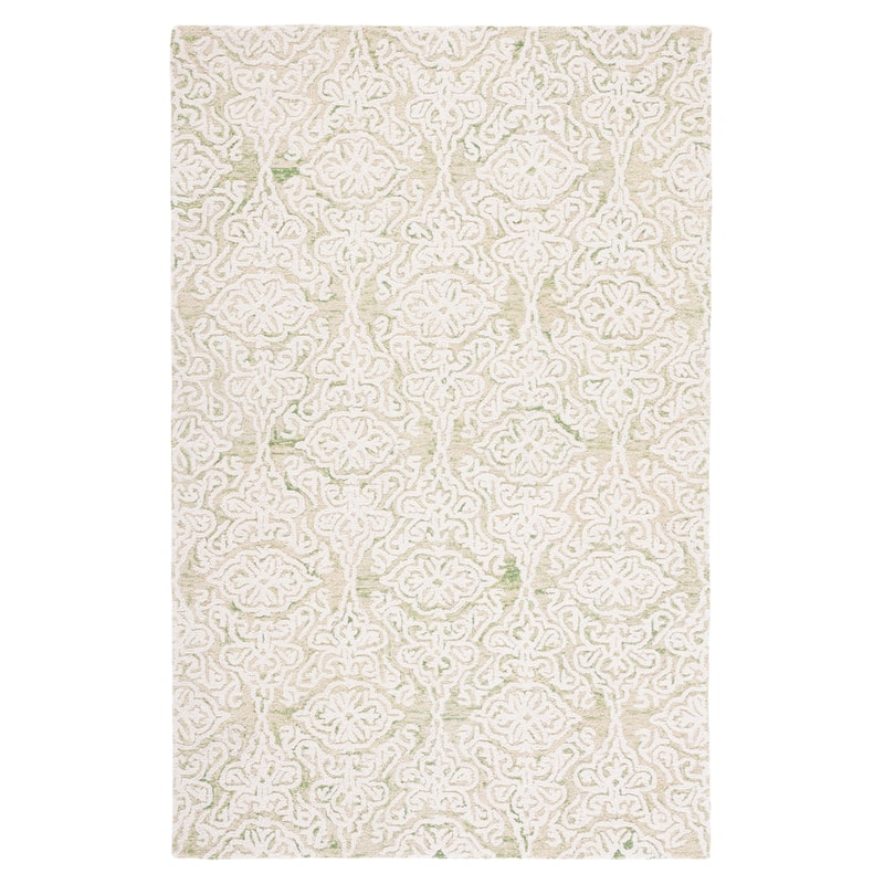 SAFAVIEH Handmade Blossom Mahalia Modern Floral Wool Rug - 6' x 9' - Light Green/Ivory