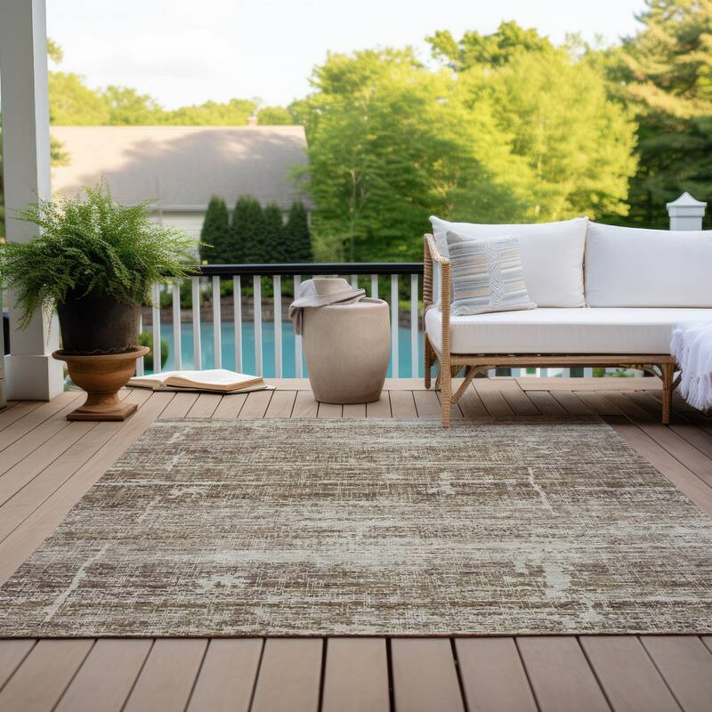 Machine Washable Indoor/ Outdoor Chantille Solid Ombre Rug