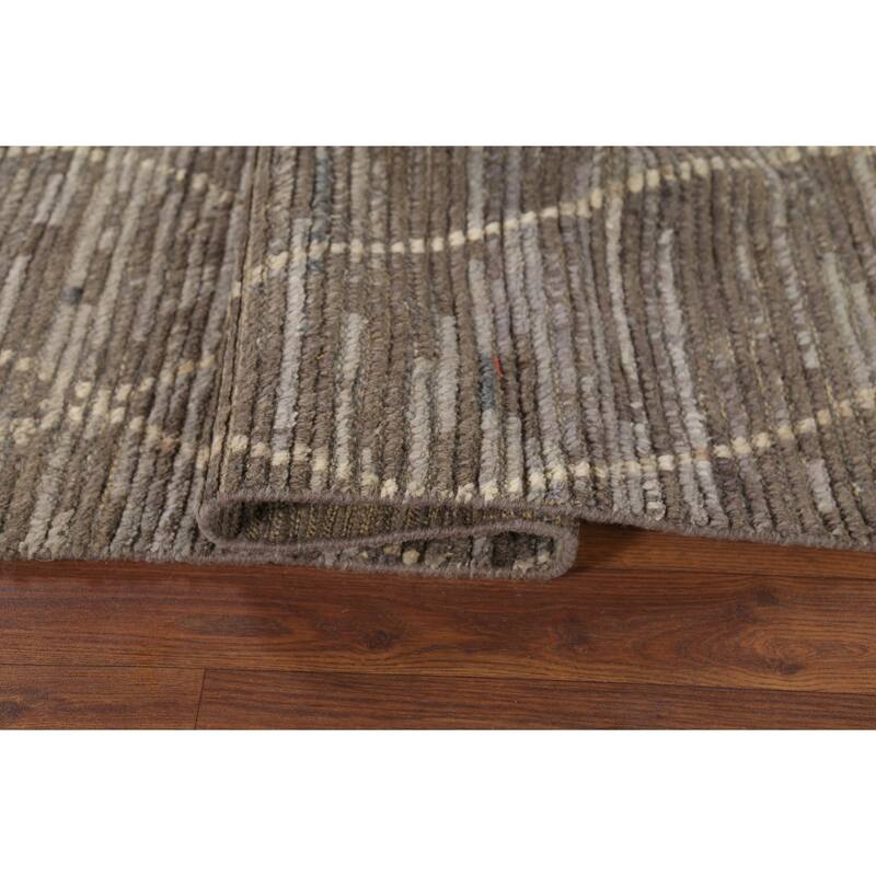 All-Over Trellis Moroccan Oriental Area Rug Handmade Beige Wool Carpet - 5'8"x 9'6"