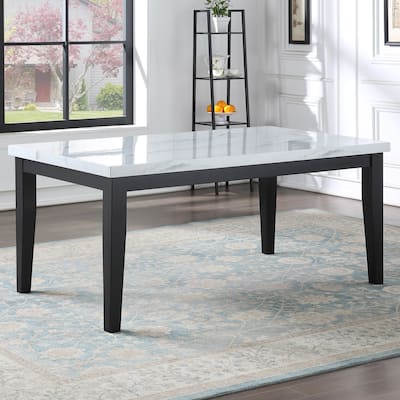 Steve Silver Santeri White Faux Marble and Cherry Dining Table