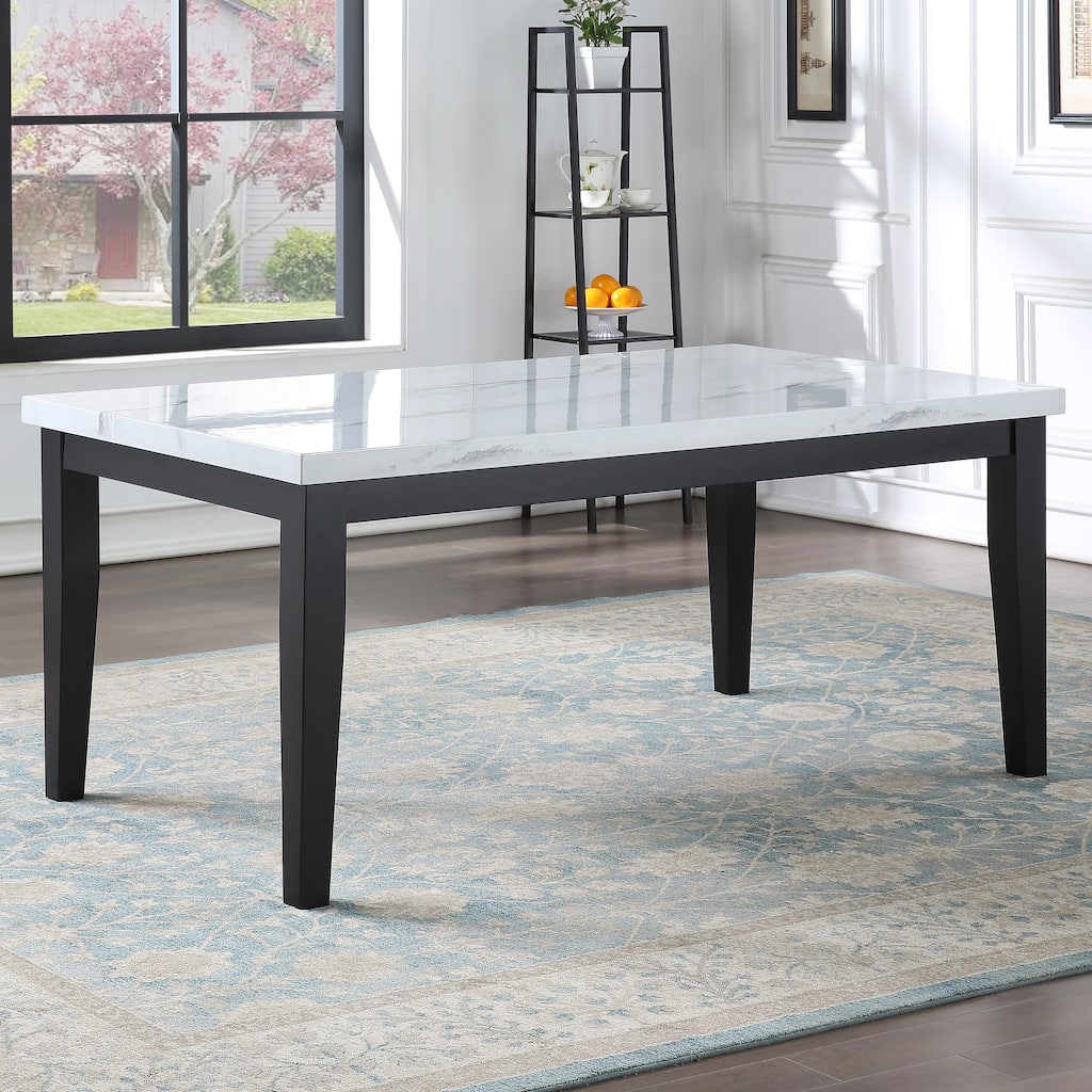 Steve Silver Santeri White Faux Marble and Cherry Dining Table