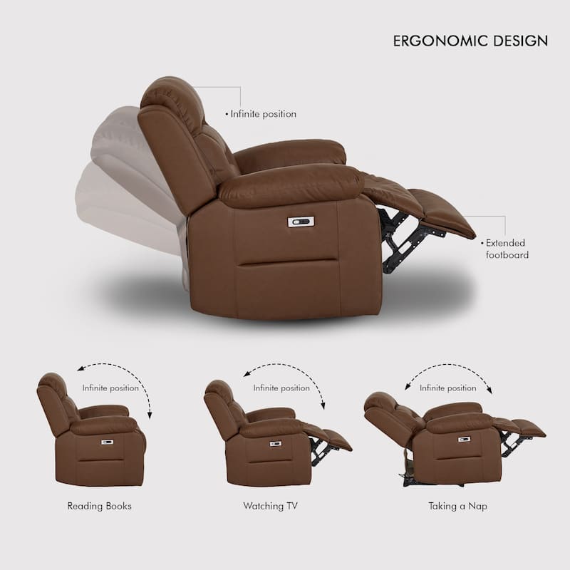 3-Piece Faux Leather Modular Design Power Recliner Sofa Set with USB & USB-C Charging