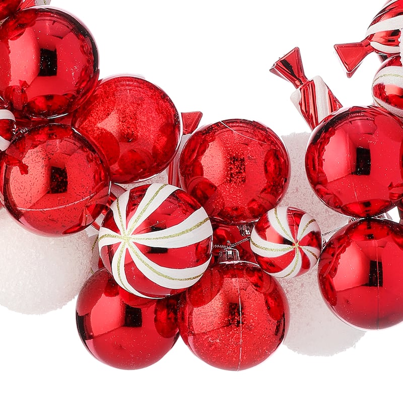 36" Mixed Peppermint Candy Shatterproof Ball Garland - Red White