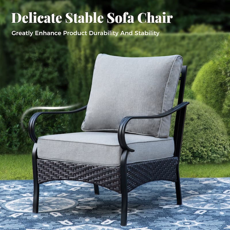 MAISON ARTS 4-Piece Rattan Wicker Patio Furniture Set with Swivel Chairs, Metal Frame & Coffee Table for Outdoor Spaces