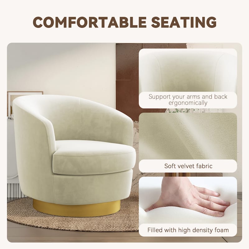 360 Degree Velvet Swivel Club Chair, Soft & Comfotable