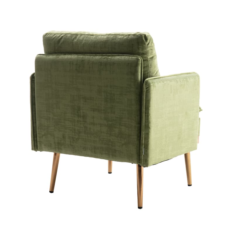Velvet Upholstered Tufted Accent Chair With Rose Golden feet