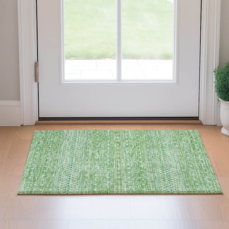 Premium Washable Super Soft Boho Geo Mayfield Rug - Aloe - 1' 8" x 2' 6" - Rectangle
