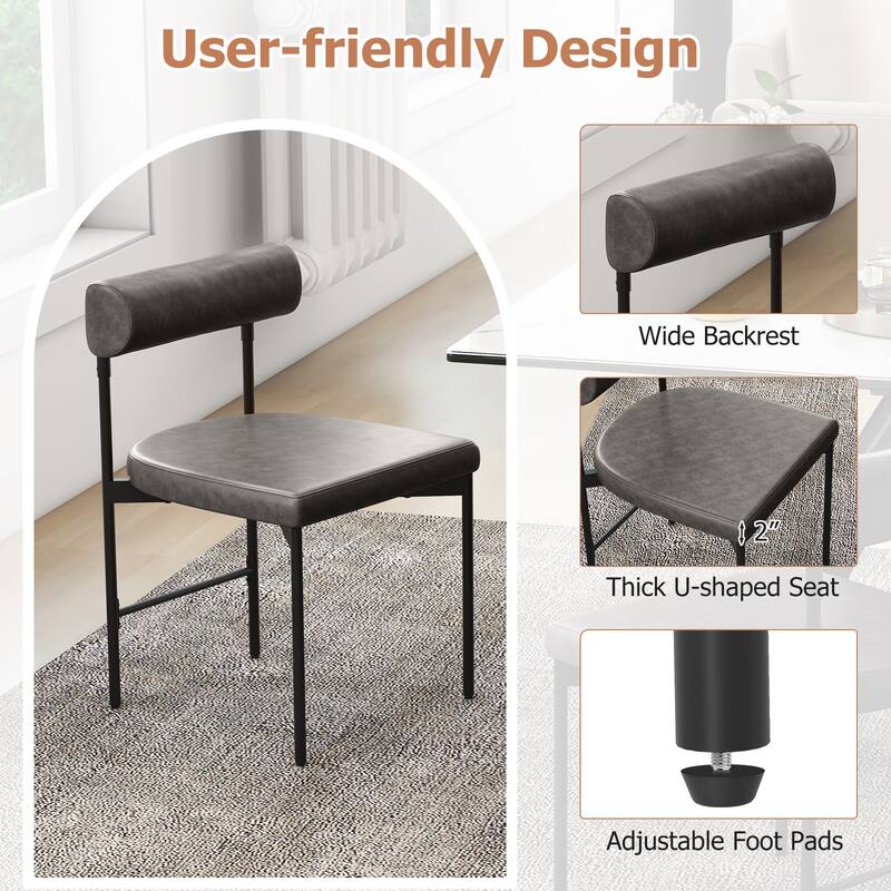 Gymax Dining Chair Set of 2 Faux Leather Upholstered Kitchen Side