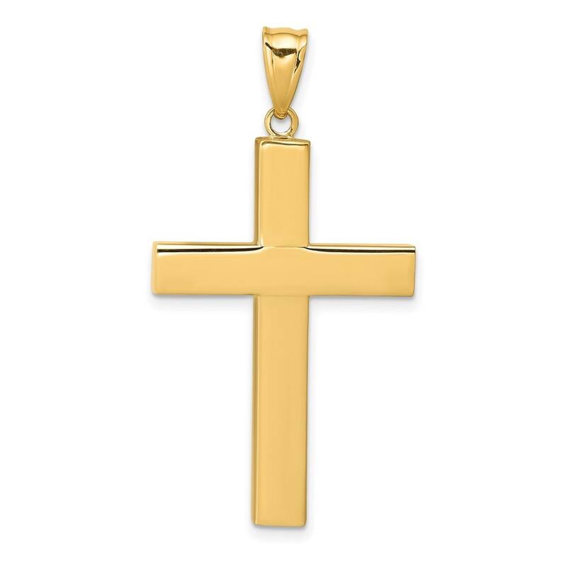 Curata 14k Yellow Gold 18" Polished Cross Hollow Pendant Necklace