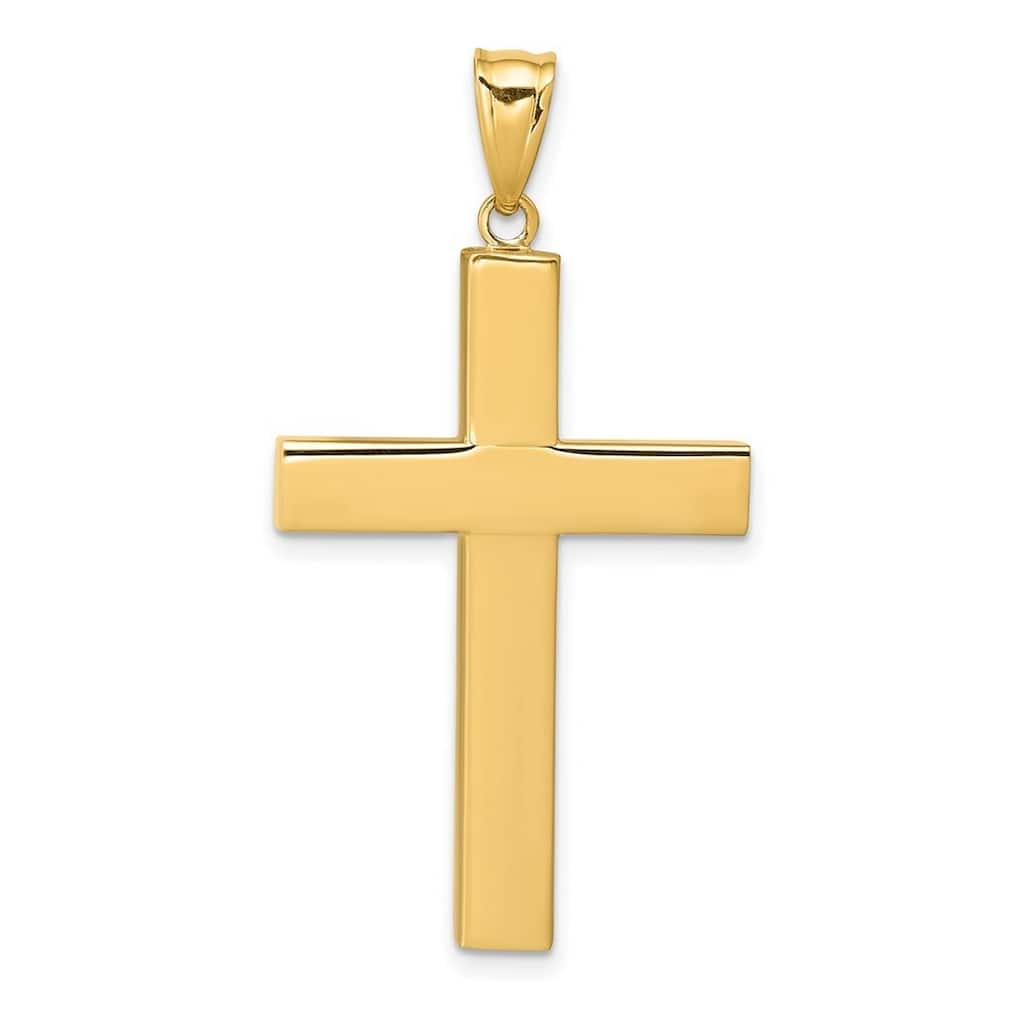 Curata 14k Yellow Gold 18" Polished Cross Hollow Pendant Necklace
