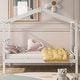 preview thumbnail 12 of 58, Twin/Full Size House Bed, Wooden Playhouse Bed Frame with Semi-enclosed Roof, Headboard, Footboard Storage for Kids, Teens