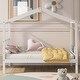 preview thumbnail 1 of 7, White Twin Size Wood House Bed w/ Storage Space Platform Bed Frame for Kids,Teens,Girls,Boys No Box Spring Needed, Easy Assembly White