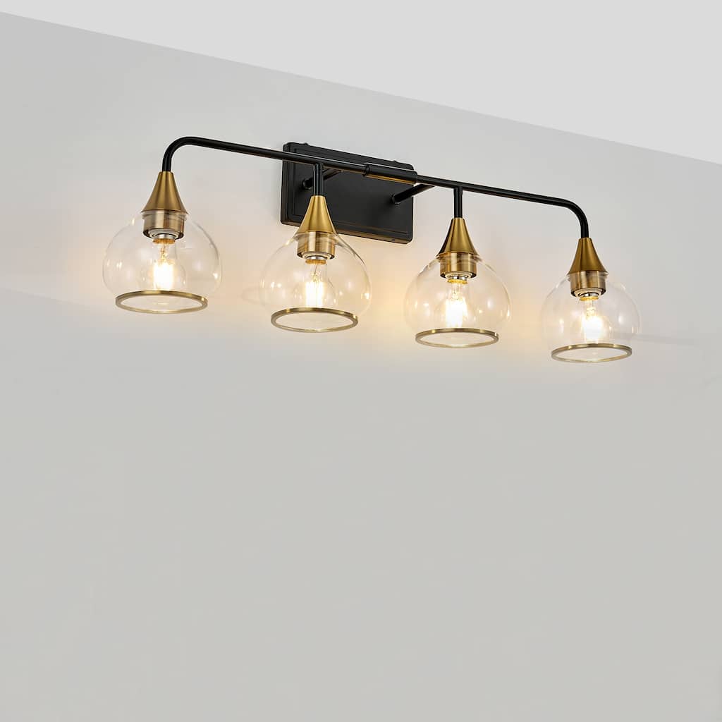 31" Modern 4-Light Vanity Wall Sconce, Bathroom Light Fixture with Clear Glass Shades