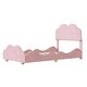 preview thumbnail 8 of 7, Twin Kids Upholstered Platform Bed Velvet Bed Frame w/Cloud Shaped Headboard & Footboard, Wooden Slats Support,Light Pink