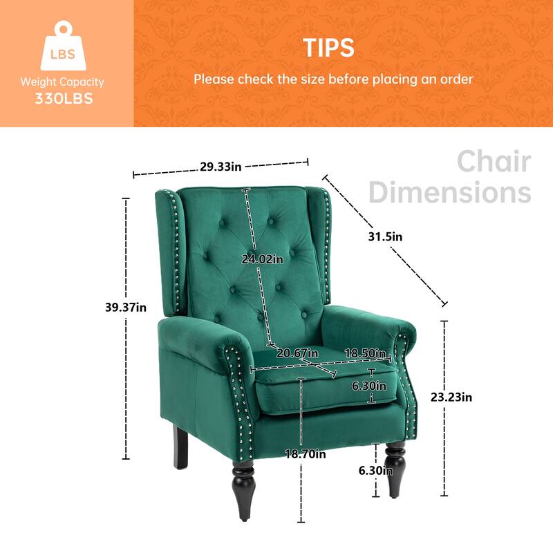 Mid-Century Velvet/Leather Upholstered Tufted Wood Frame Armchair