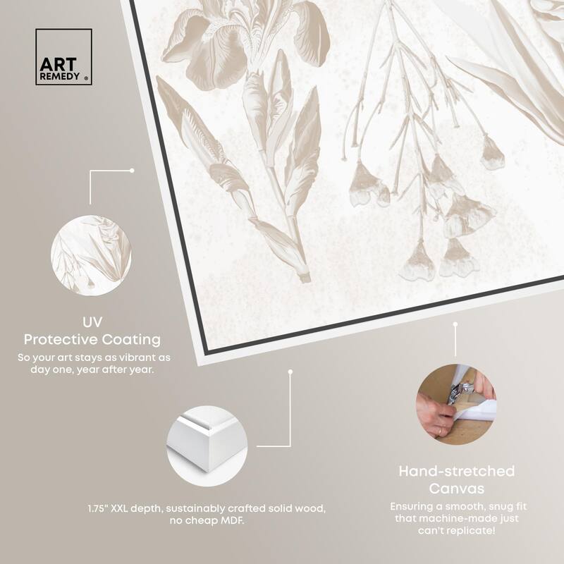 White Pressed Flora Canvas by Art Remedy