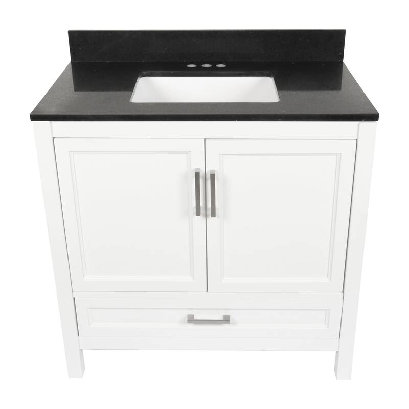 Nevado 37" Bathroom Vanity with Cultured Marble Vanity Top Sink in White with White Basin