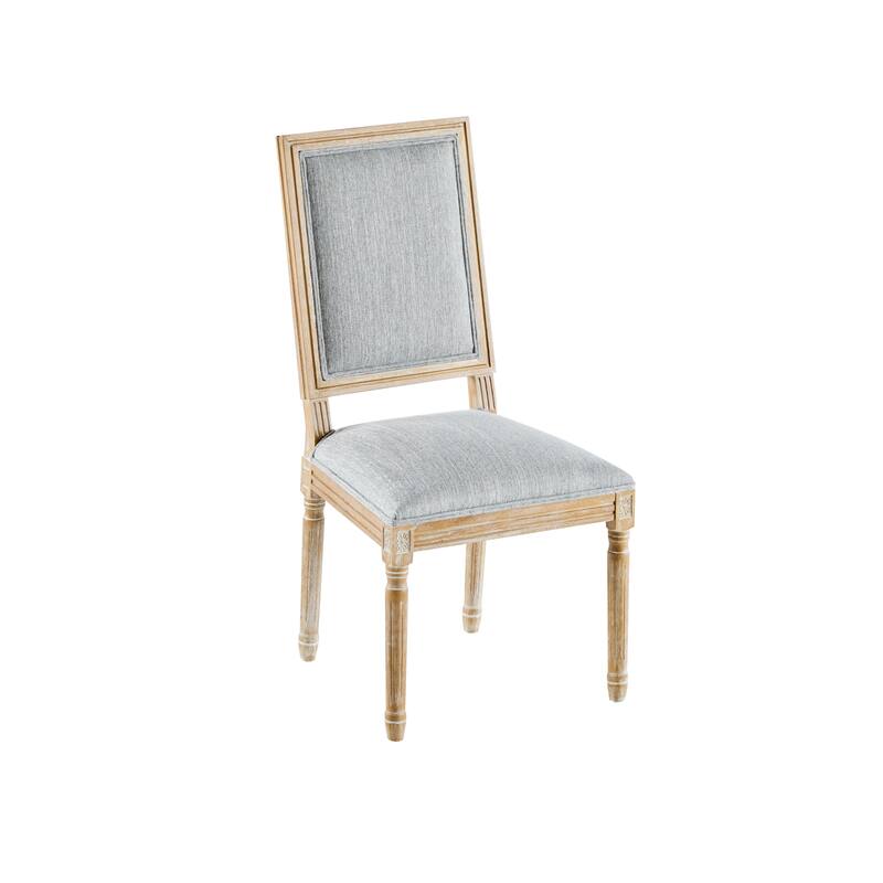 [Set of 6] French Country Dining Chairs Elegant Cane Backrest & Upholstered Seats with Fluted Legs Rustic Weathered Finish Solid