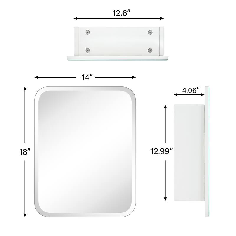 TEHOME Frameless Rectangle Recess & Surface Mount Cabinet with Mirror for Bathroom