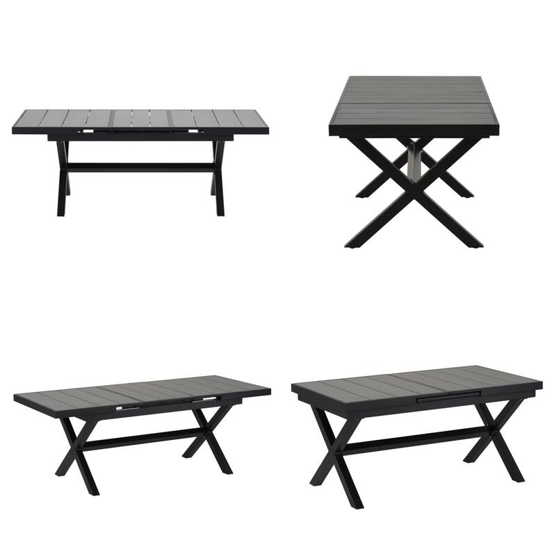 Outdoor Metal Chairs Set w/ 6 Chairs and 1 Extendable Table (Set of 7)