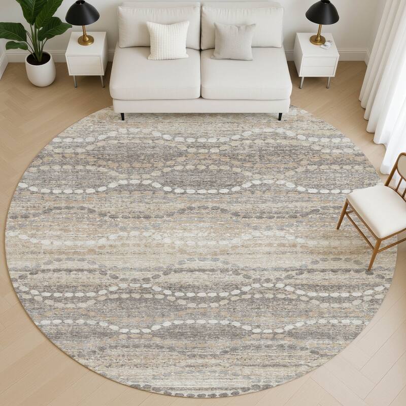 Premium Washable Super Soft Pixy Stripes Mayfield Rug - Beige - 8' x 8'