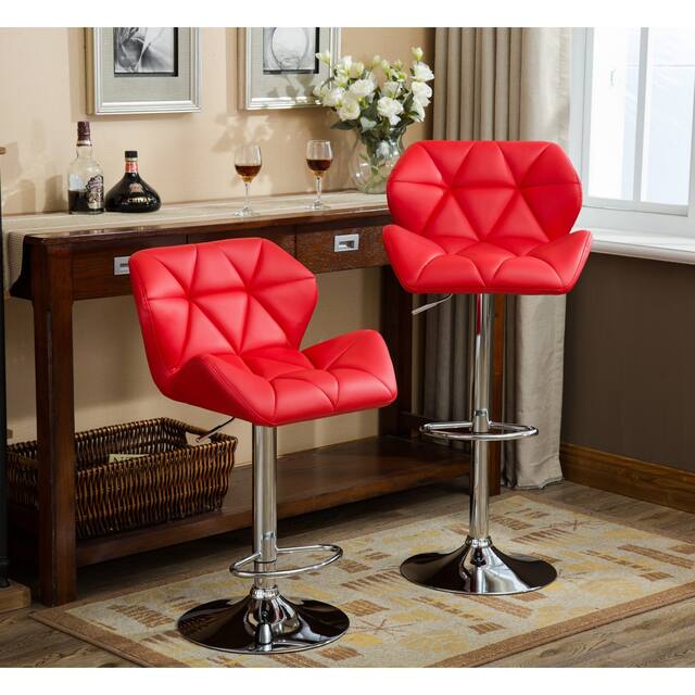 Roundhill Furniture Glasgow Height-adjustable Tufted Faux Leather Bar Stools (Set of 2)