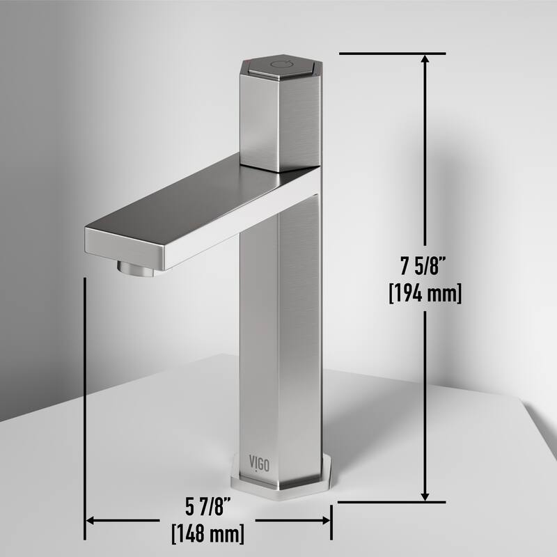 VIGO Nova 8" H Button Operated Single Hole Bathroom Faucet