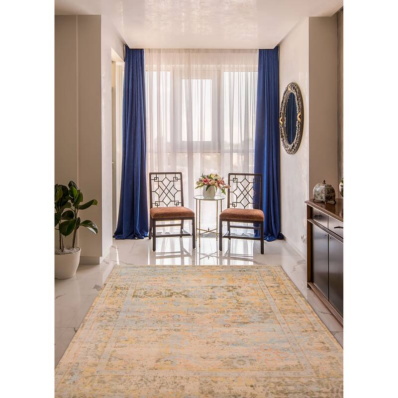 ECARPETGALLERY Hand-knotted Jules Serapi Light Blue Wool Rug - 8'0 x 9'11