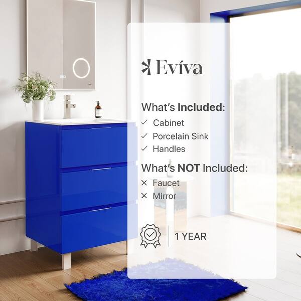 Eviva Madeira 24 in. W x 18 in. D x 18 in. H Floating Bathroom Vanity in Oak with White Acrylic Top with White Integrated Sink