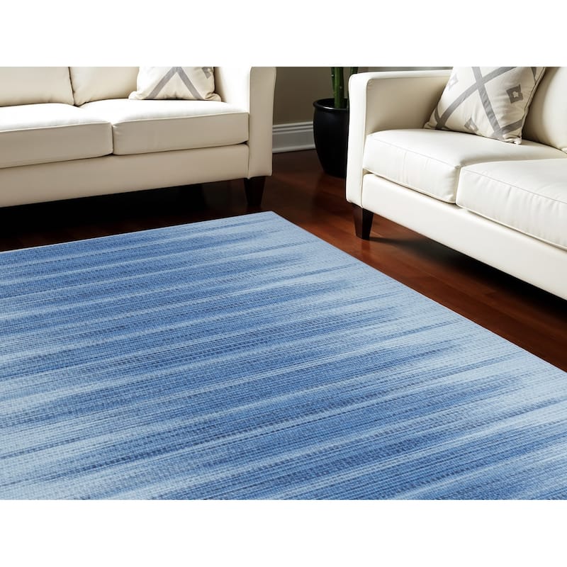 Lahe Power Loomed Distressed Modern Non Skid Stain Resistant Low Pile Area Rug By HomeRoots - 108' X '72' X '0.2 - 108' X '72' X '0.2 - Oxford Blue - Rectangle