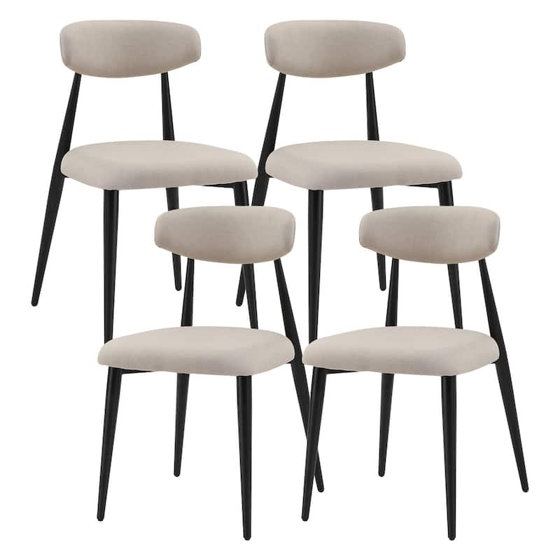 Modern Dining Chairs Set of 4, Curved Backrest Round Upholstered and Metal Frame