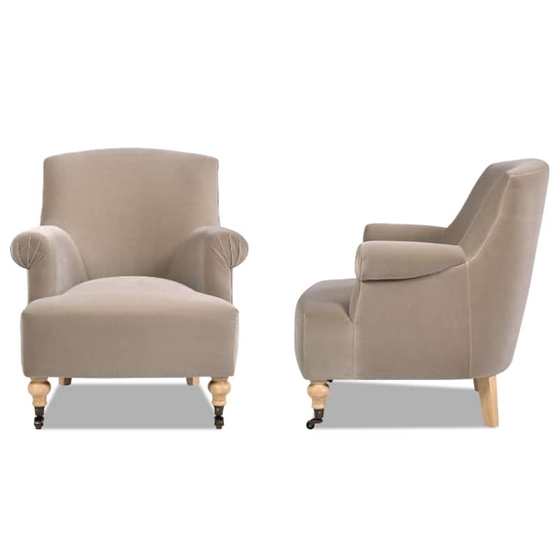 Eloise 30" Transitional Velvet Pleated Sock Arm Accent Chair