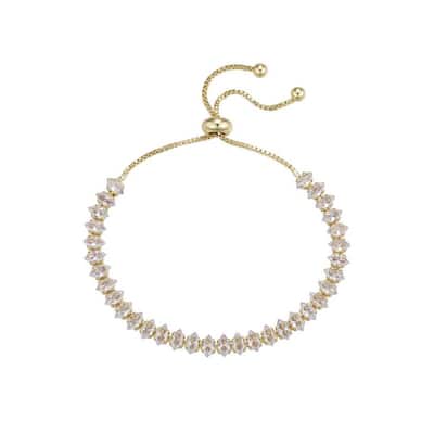 Victoria Townsend Gold Plated Cubic Zirconia Marquise Shaped Adjustable Bracelet