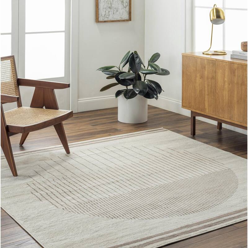 Livabliss Floransa Minimalist Ombre Area Rug - Beige/Cream - 7'10" x 7'10" Square