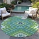 preview thumbnail 93 of 127, Machine Washable Indoor/ Outdoor Global Boho Chantille Rug Lime - 8' x 8'