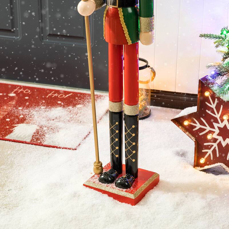 Glitzhome 42"H Large Size Christmas Wooden King & Soldier Nutcracker Set Xmas Figurine Decor for Indoor Outdoor