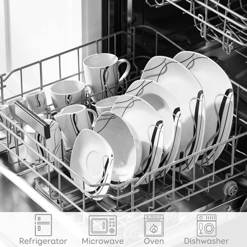 VEWEET 100-Piece White Porcelain Dinnerware Set (Serves for 12)