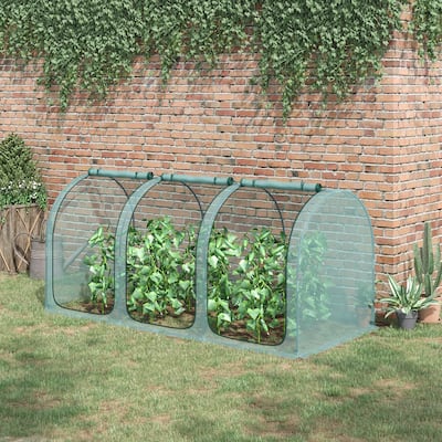 Outsunny 9' x 4' Crop Cage, Plant Protection Tent with Three Zippered Doors, Storage Bag and 6 Ground Stakes