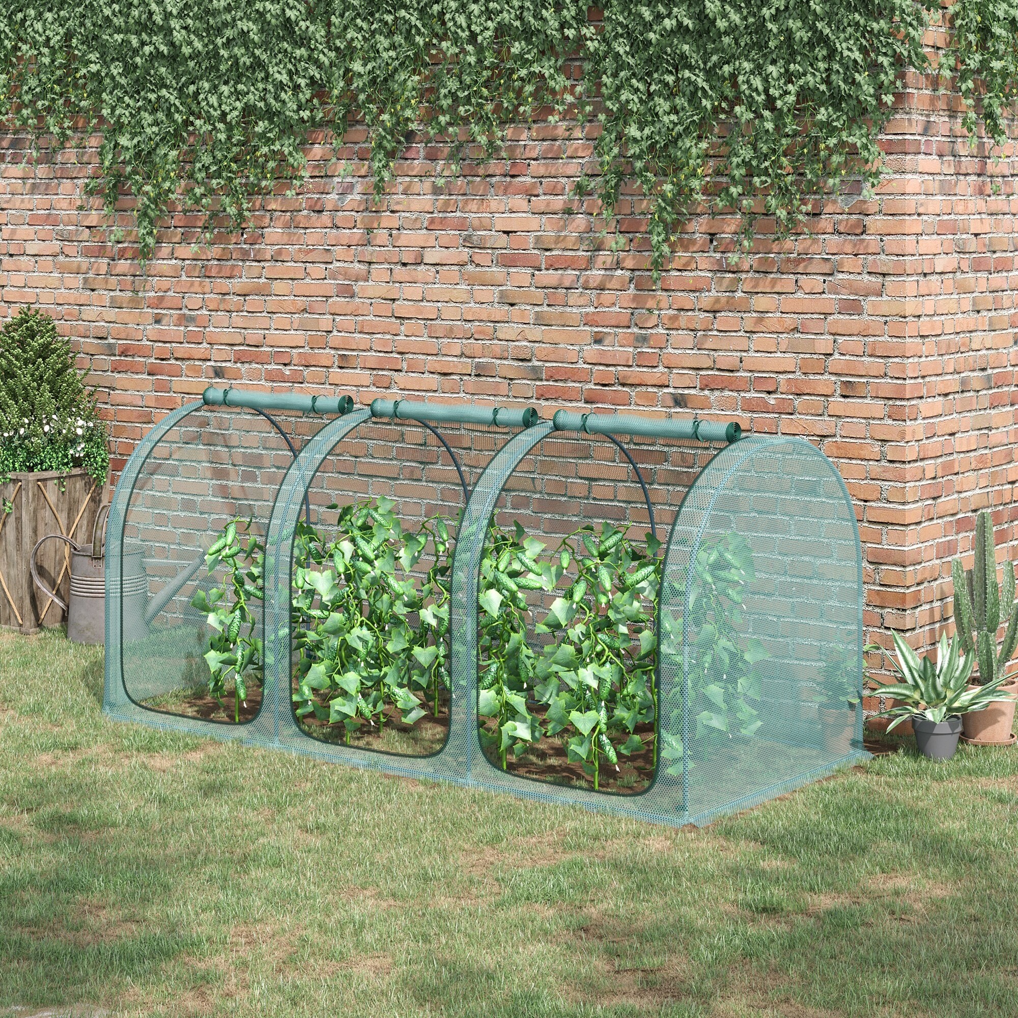 Outsunny 9' x 4' Crop Cage, Plant Protection Tent with Three