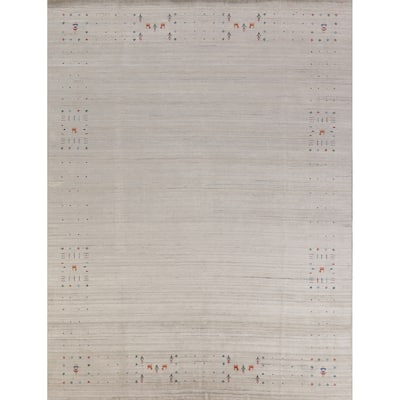 Hand Knotted Oriental 100% Wool Carpet Tribal Tribal Beige & Ivories Gabbeh Area Rug - 9' 11'' X 8' 0''