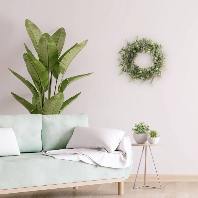 Eucalyptus Artificial Spring Wreath, 24-Inch, Unlit