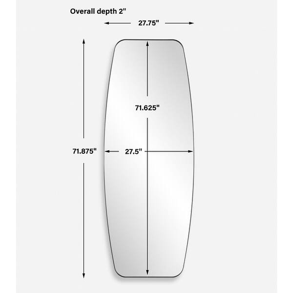 Curved Strap Style Dressing Wall Mirror 71.75" Satin Black Finish